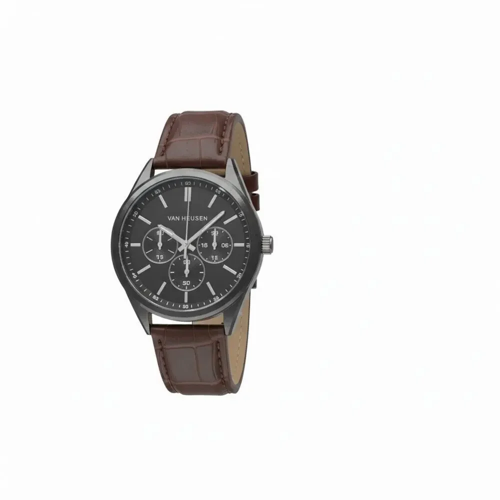Van Heusen Men’s Watch & Bracelet Set Brown Leather